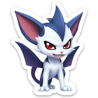 Edgy Cool Chibi Sneasel-Noivern-Absol-Pokémon-Fakémon-fusion-cat Full Body sticker