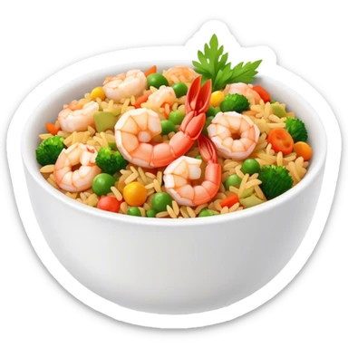 Spicy shrimp fried rice in a bowl sticker