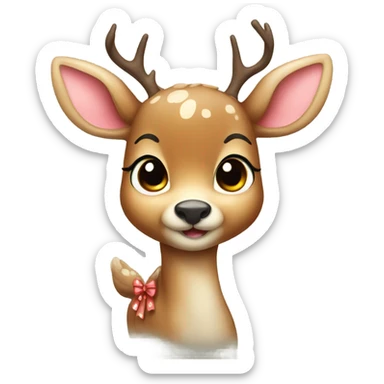 Cute deer with a bow sticker