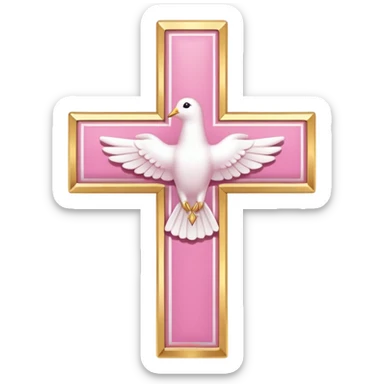 Pink and white simple holy cross with a dove  sticker