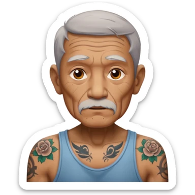 old man with lot of tattoos sticker