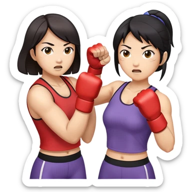 two asian women kicking and fighting each other sticker