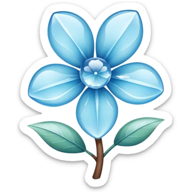 a single crystal flower icy blue and elegant, Apple emoji style sticker
