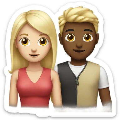 Blonde boy with brunette girl sticker