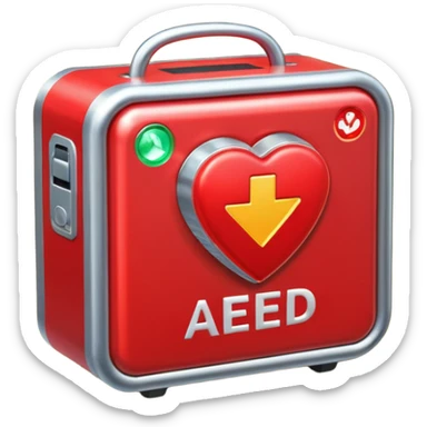 AED box, glowing and sparkling sticker