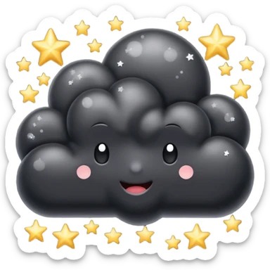 Shiny black cloud with stars sticker