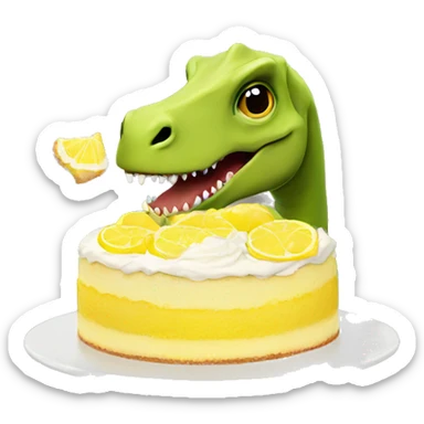 Dinosaur eating lemon cake sticker