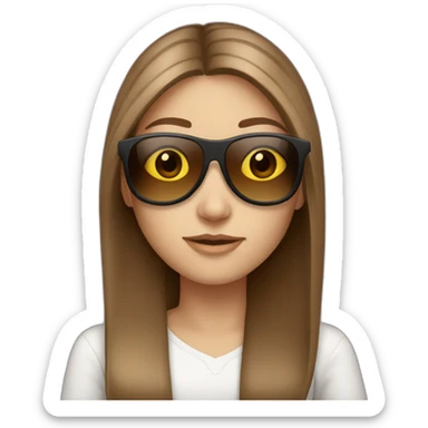 white girl with long straight brown hair wearing sunglasses sticker