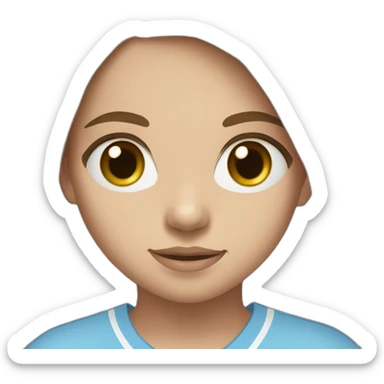 young girl with long brown hair and eyes wearing Manchester City football shirt sticker