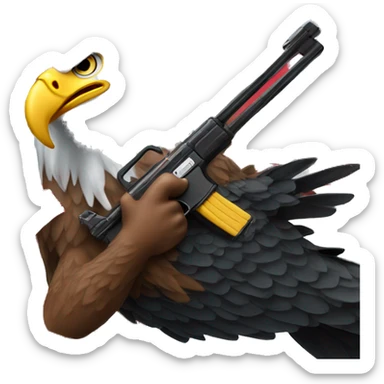 American Flag with a toy gun and A bald eagle  sticker
