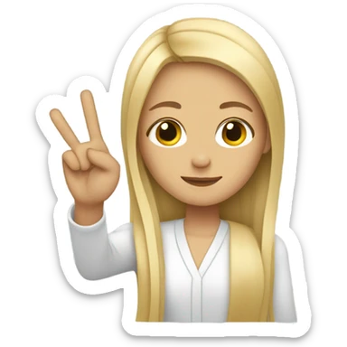 Blonde girl with long straight hair peace sign sticker