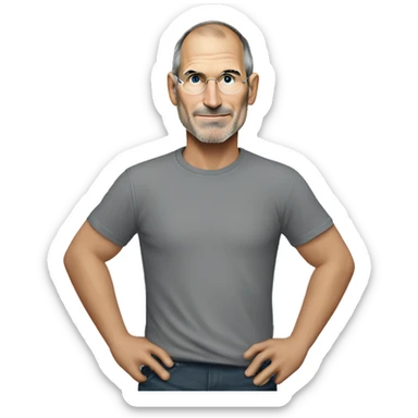 steve jobs with gray t-shirts sticker