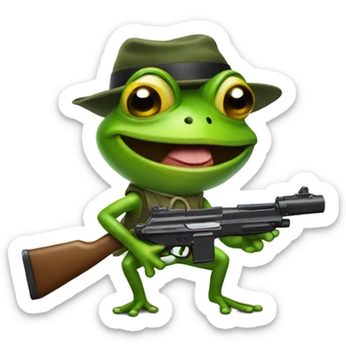 Frog with a gun sticker