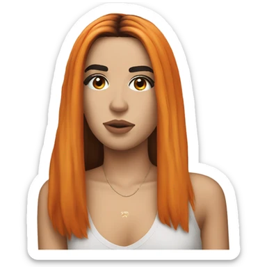 Dua Lipa with orange long hair sticker