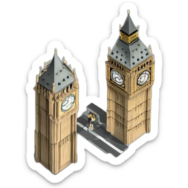 Bigben à Londres l’horloge 1 seul tour au centre  sticker