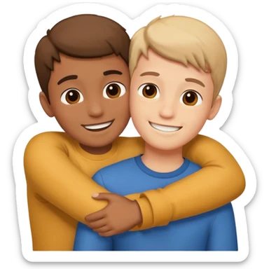 Two boy friends hug sticker