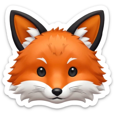 une tête de renard trop kawaii avec des poils noirs à la place des poils blancs sticker