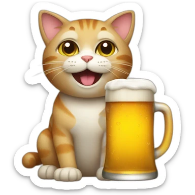 cat holding beer sticker