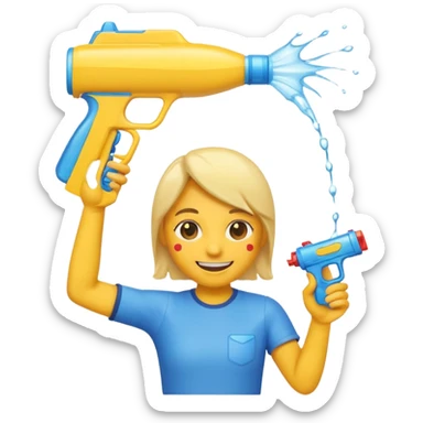 emoji smiling holding water gun to head sticker