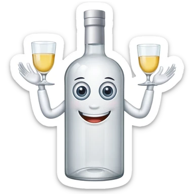 vodka bottle with eyes, smile, arms and legs sticker