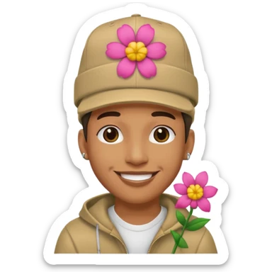 RAPPER WITH FLOWER HAT sticker