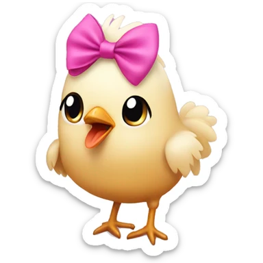little chicken with a pink bow on her head sticker