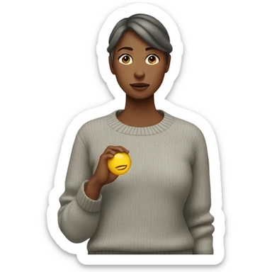 Woman in sweater sweating outside sticker