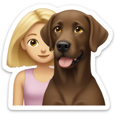 Brown labrador with blonde Girl  sticker