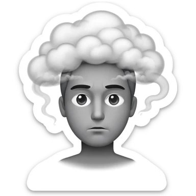 Persona seria con humo en la cabeza sticker