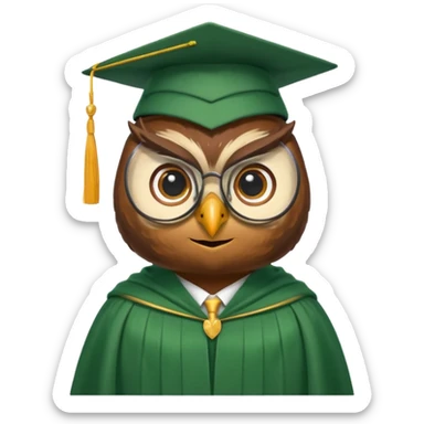 owl professor in green cloak graduation sticker