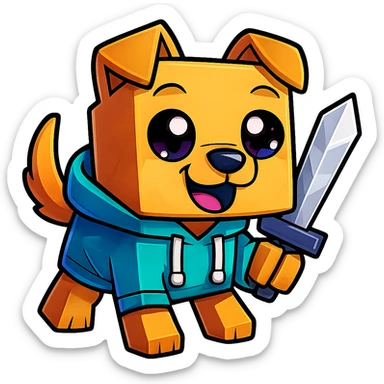 Extract every character from the picture. character including the clothes and accessories they are wearing, and place on a transparent background. Keep the original style and appearance exactly the same. and separately give me the each character picture. There is 3 character in this image. there is two dog

 sticker