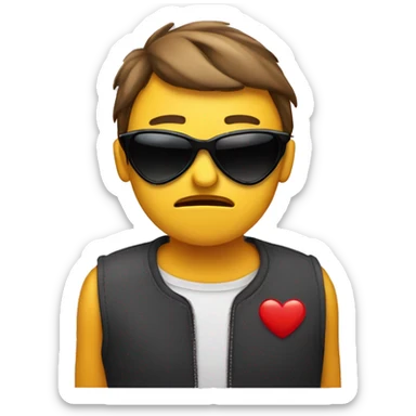 emoji frowning face with heart shaped sunglasses sticker