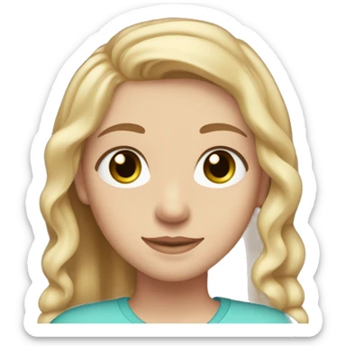 girl with light brown hair, slightly tanned skin and blue eyes with her arm around a girl with bright blonde hair, green eyes, pale skin, and freckles sticker