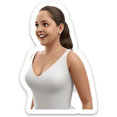smiling girl in white dress sticker