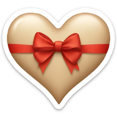 Beige heart with a red bow sticker