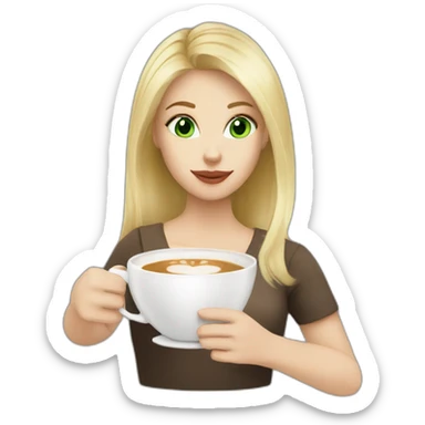Girl with blonde hair and green eyes drinking cappuccino  sticker