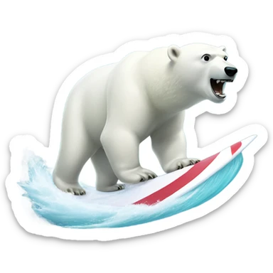Polar bear surfing a wave sticker