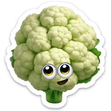 cauliflower looks into the mirror with big eyes sticker