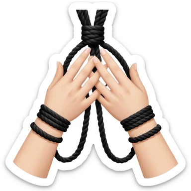Woman’s hands tied with black rope  sticker