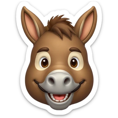 laughing donkey with a mustache sticker