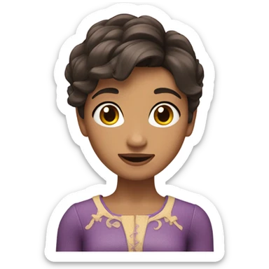 brunette pixie cut rapunzel  sticker