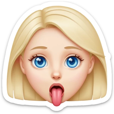 girl with blue eyes sticking her tongue out  sticker