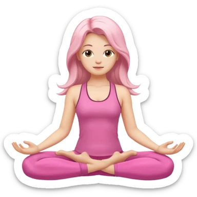 Pose de yoga cabello suelto, rosa sticker