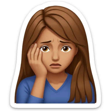 Facepalm woman upset looking down brown hair sticker