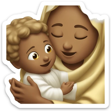 Mother Mary tickling baby Jesus sticker