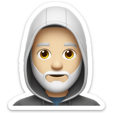 programmer with a little beard, white skin, with a hoodie and work with Macbook sticker
