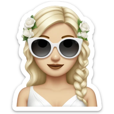 White girl as a bride wearing sunglasses and headphones sticker