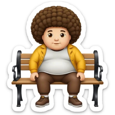 Chubby brown guy with afro on bench sticker