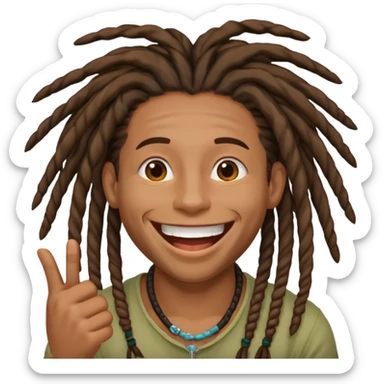 Black person with dreads holding in laugh sticker