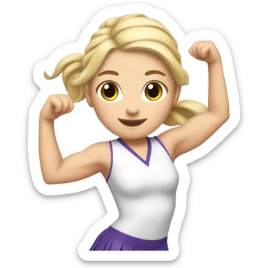 White-Cheerleader-blonde-cat stretching-pigtails sticker